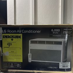 6,000 BTU 115-Volt Window Air Conditioner Cools 250 sq. ft with Remote and Dehumidifier in White by LG ›