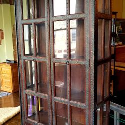 Solid  Wood and Glass Pane Bookcase, Display Cabinet, Curio Cabinet, Armoire