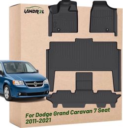 Landrol Car Floor Mats Replacement for Dodge Grand Caravan 7 Seat 2011-2021 Protection All Weather Custom Fit Waterproof Carpets Durable Odorless Line