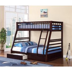 ESPRESSO Mission Wooden Bunk Bed - TWIN-FULL
