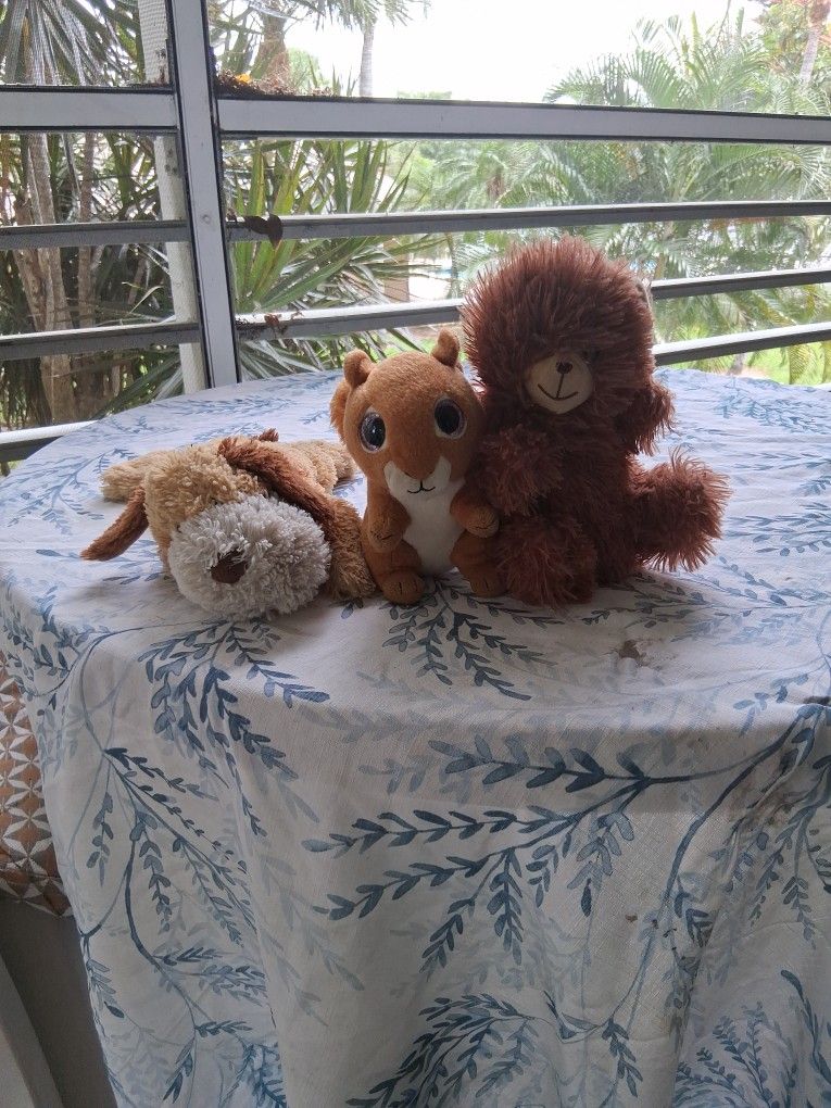 3 stuffed animals
