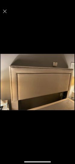 Beige Velvet Bed