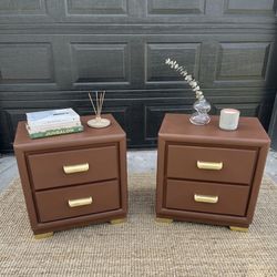 Stunning MCM-Style Terracotta Nightstands – Set of 2
