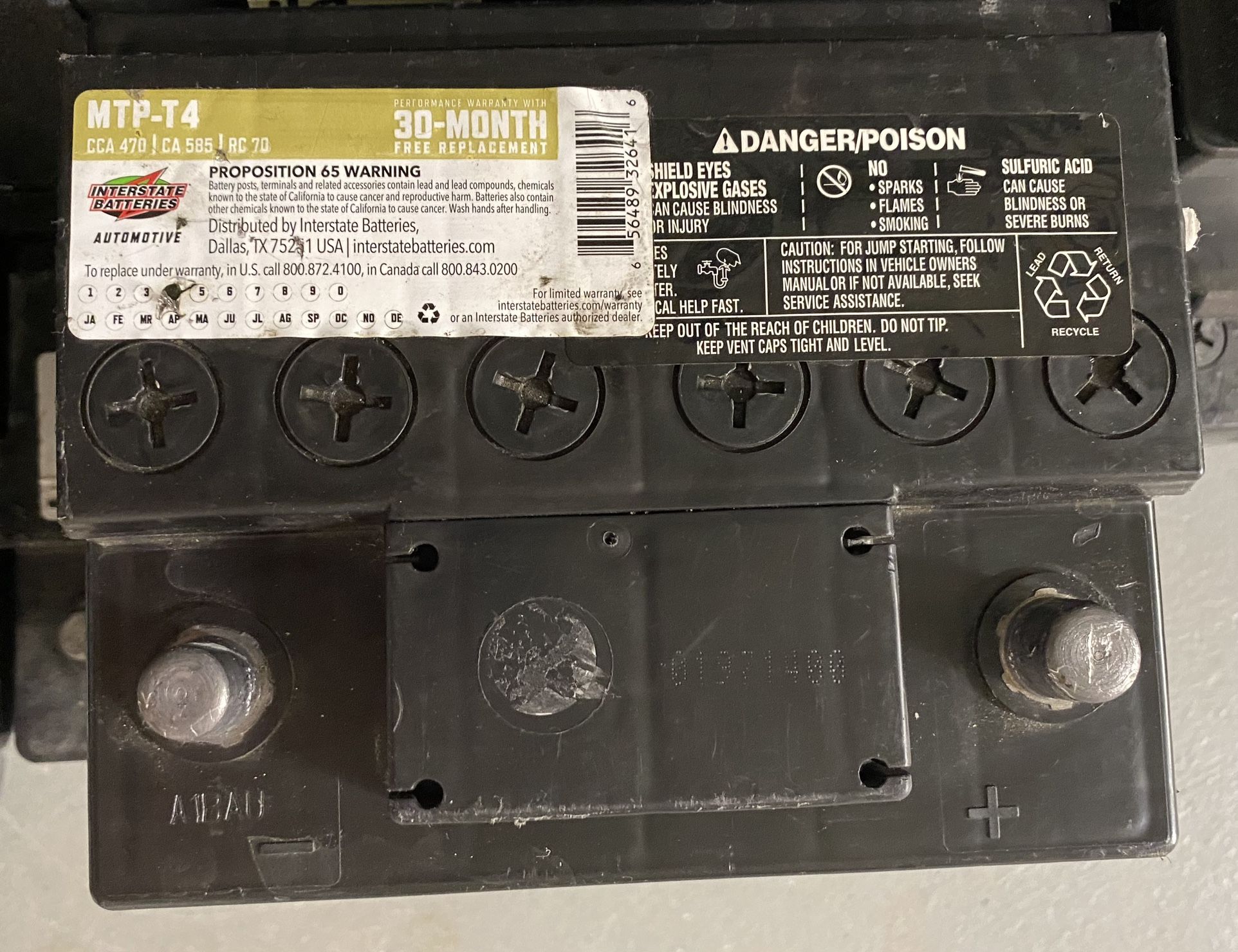 NEW INTERSTATE MTP-T4 / H4 CAR BATTERY - CCA 470, CA 585, RC 70 - 100% BATTERY LIFE Condition: 100% Battery Life MTP-T4 / H4 CCA 470 CA 585 RC 70