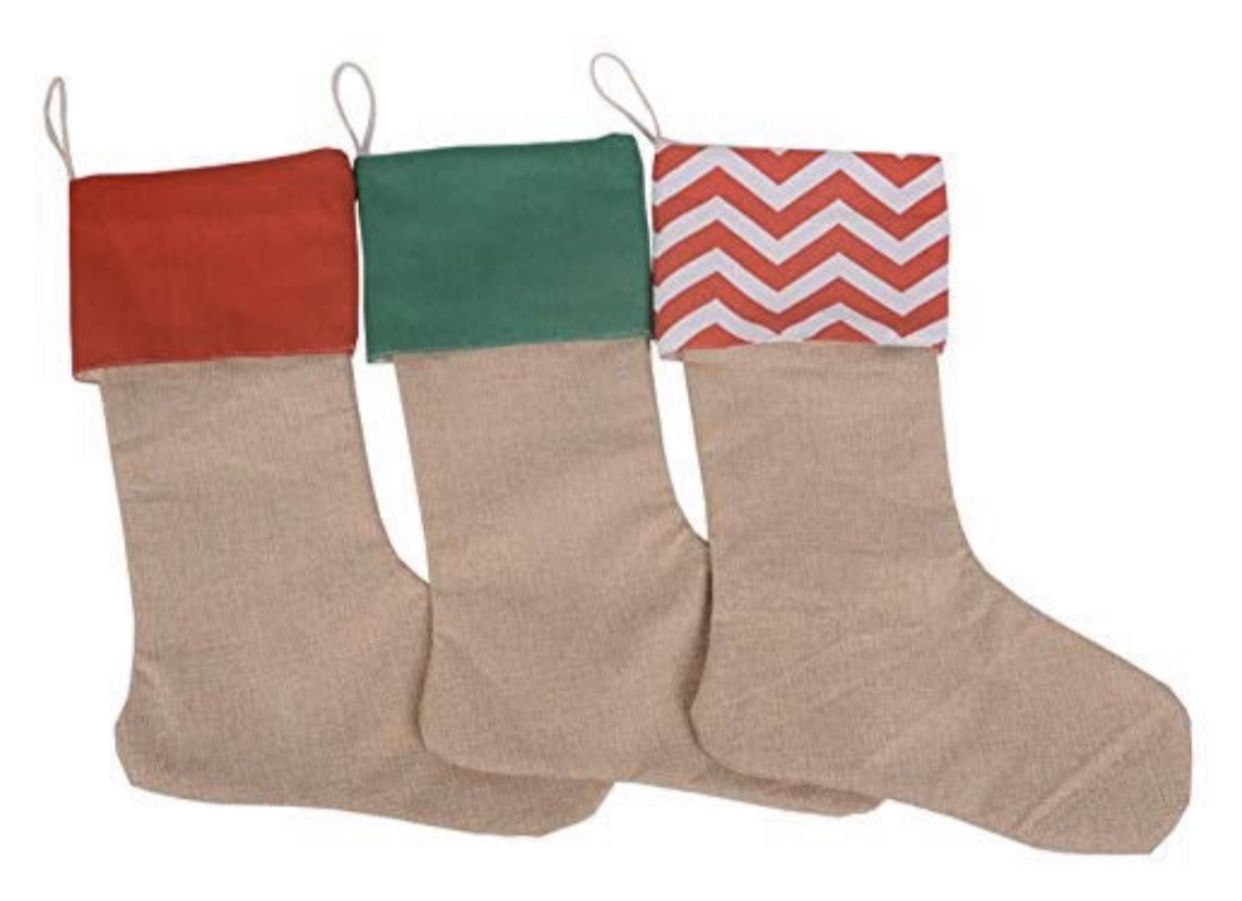 Set of 3 Pieces Burlap Christmas Stockings Decoration for DIY