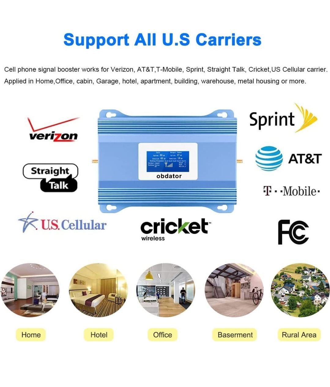 (Brand New in Box) Cell Phone Signal Booster Verizon Signal Booster T Mobile Sprint Cricket AT&T Cell Phone Booster for All US Carriers Boost Voice/D
