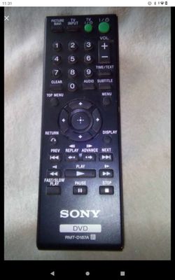 Sony DVD remote (North Arlington)(READ BEFORE MESSAGE)