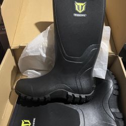 TIDEWE Rubber Boots for Men Multi-Season, Waterproof Rain Boots with Steel Shank, 6mm Neoprene Sturdy Rubber Outdoor Hunting Boots 