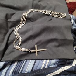 Men's Figaro 925 Sterling Silver Necklace With Cross Pendant