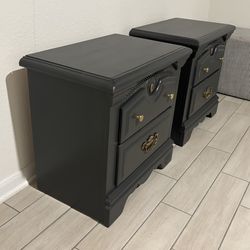 Modern Charcoal Nightstands (Set of 2) | Solid | Gold Hardware