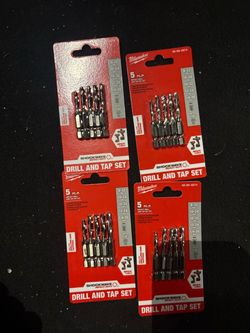 Milwaukee Shockwave 5-Piece Drill and Tap Set x4