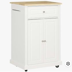 Newly Assembled Rolling Kitchen Island Cart, Portable Serving Trolley Table with Drawer, Adjustable Shelf