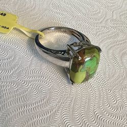 Beautiful Oval Mojave Green Turquoise Ring