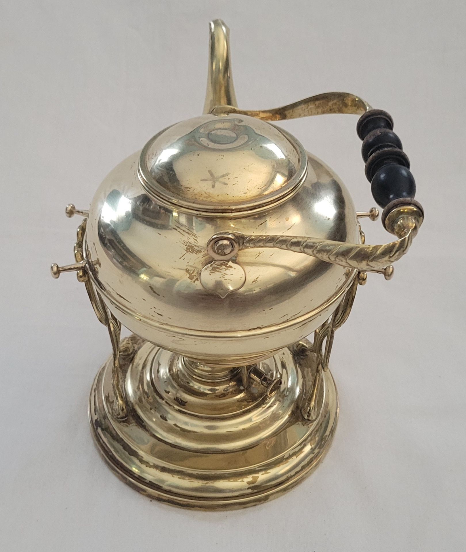 Rare & Vtg Brass Kettle (1 qt) With Stand & Oil/Kerosene Burner