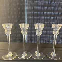 4 Waterford Crystal Marquis PALLADIA Collection 8" Cut Candlesticks