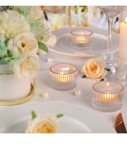 All new tea light candle holder set of 12 clear small