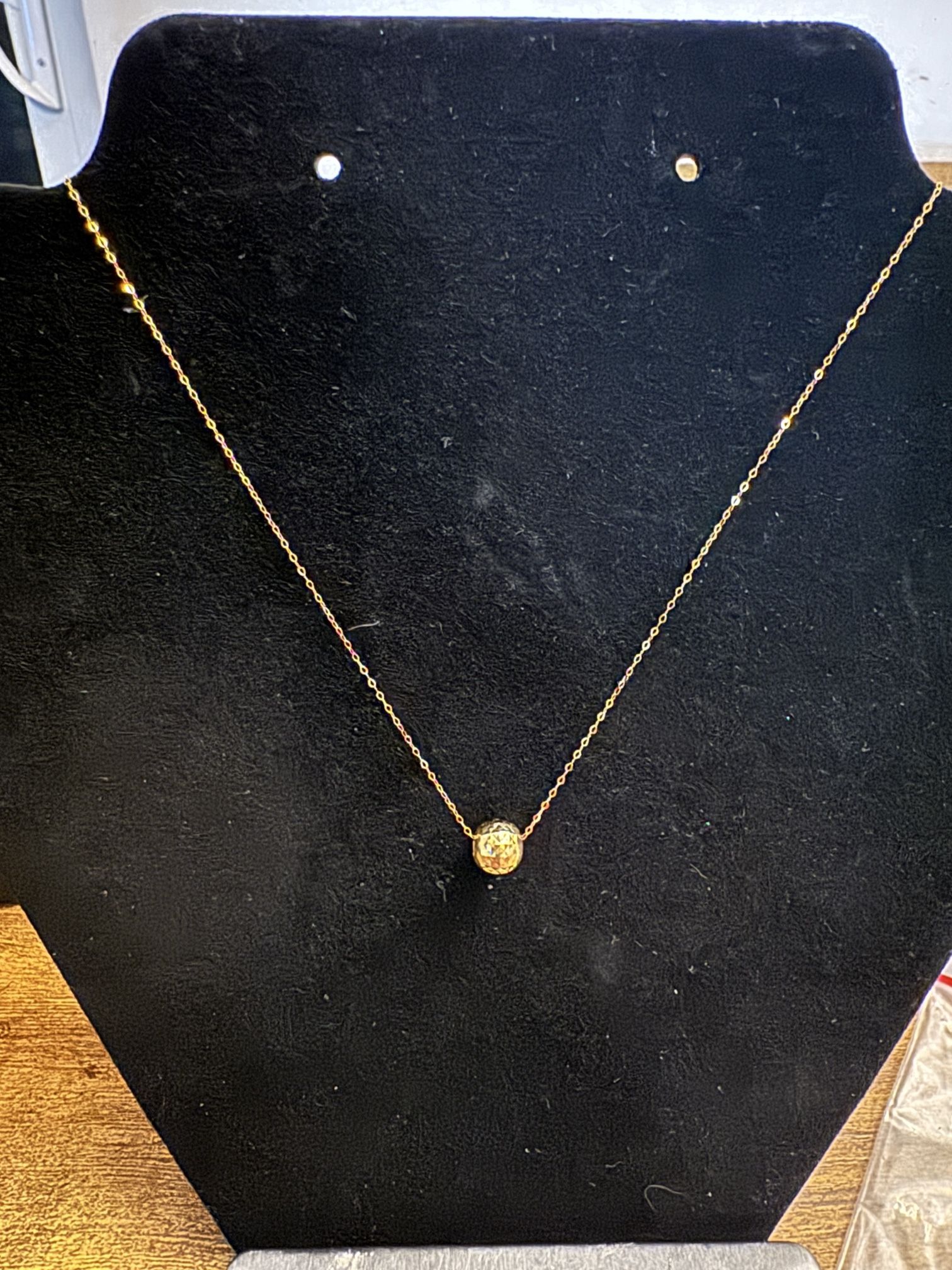 18k real saudi yellow gold Light Weight Running Ball Pendant Necklace