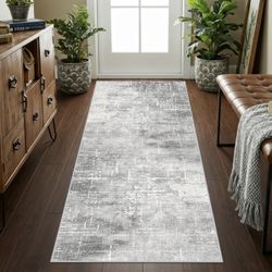Washable Abstract 2x6 Kitchen Rug: Non-Slip Sink Stove Floor Mat Water-Resistant Entryway Bathroom Carpet Soft Dining Room Bedroom Runner for Family w