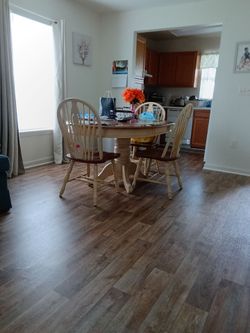 I'm selling my spell it with kitchen table set it only has three chairs , serious inquiries only!need go now