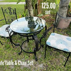 Wrought Iron Bistro Table & Chair Set