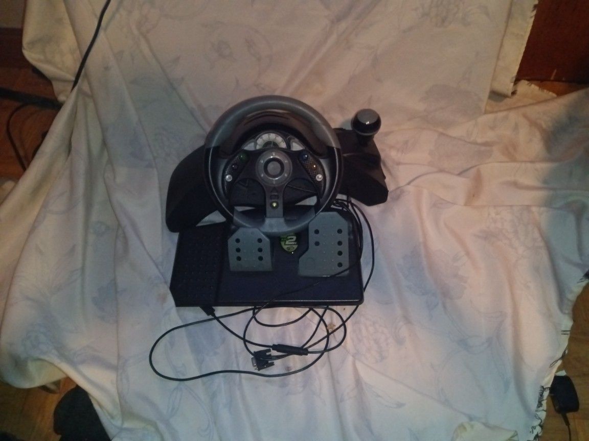 Xbox 360 Racing Steering Wheel With Paddles And All The Cords