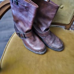 Frye Moto Dark Brown Boots .
