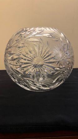 Vintage 1960s Round Clear Crystal Glass Vase