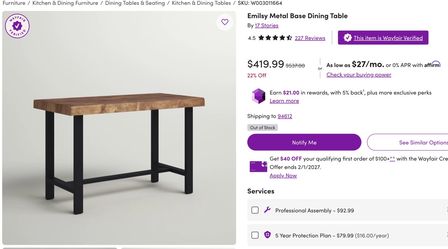 Emilsy Metal Base Dining Table