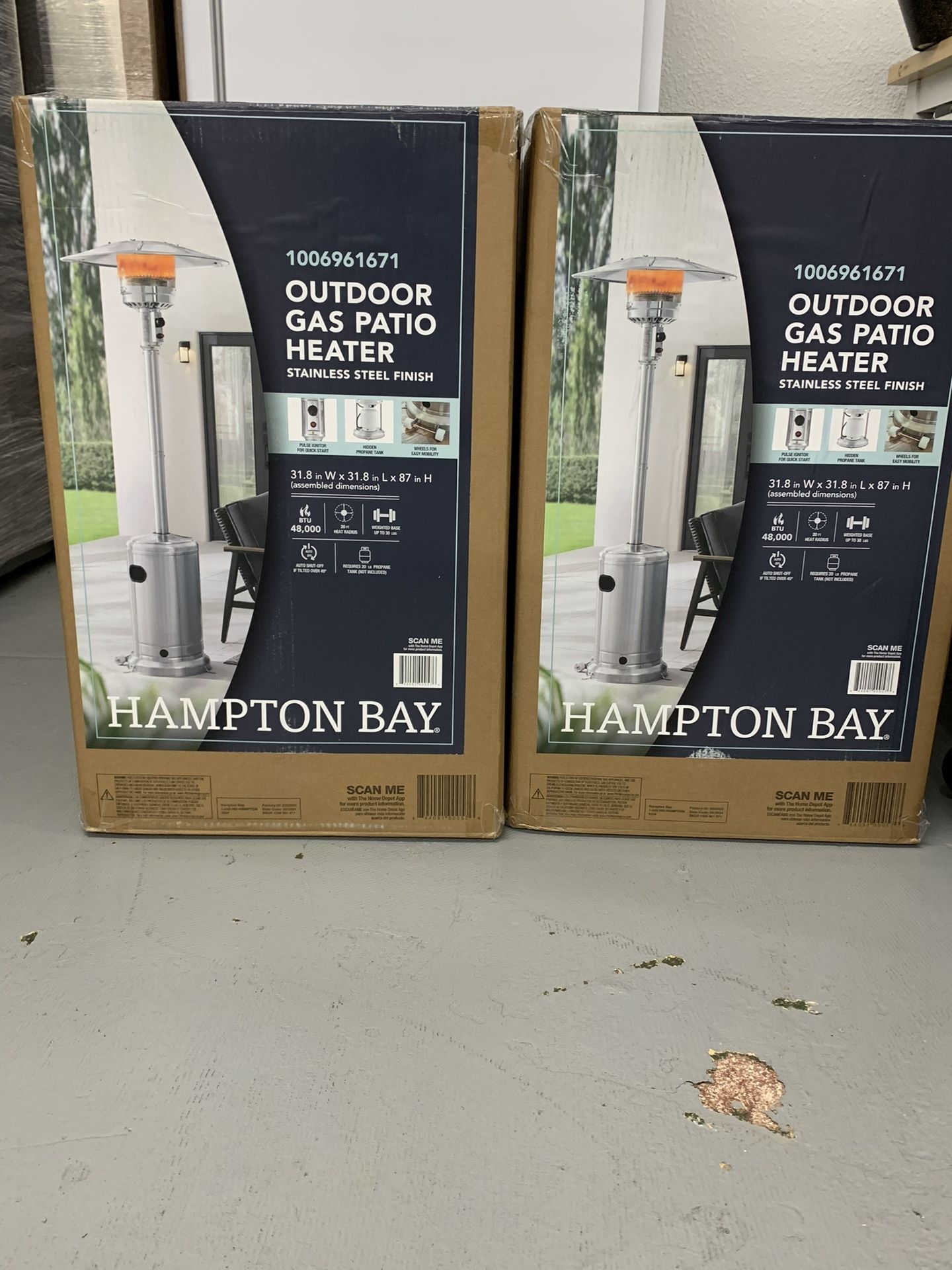 Hampton Bay 48000 BTU Stainless Steel Propane Standing Patio