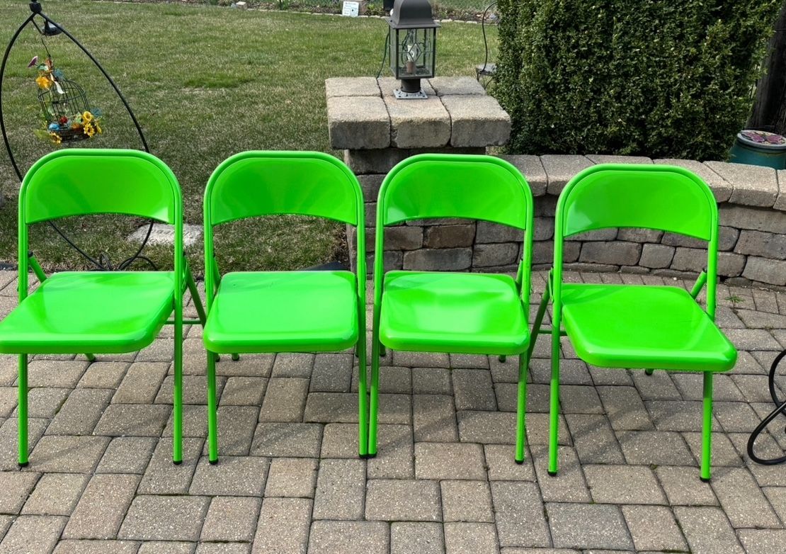 Mecoline Set of 4 Green Folding Metal Chairs