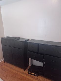Black Fabric Drawer Storage Dressers