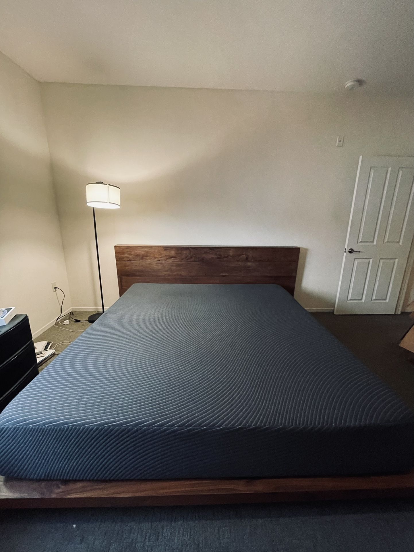 Platform Bed With King sized Tuft & Needle Mattress For Bedroom (Crate & Barrel Atwood King Bed)