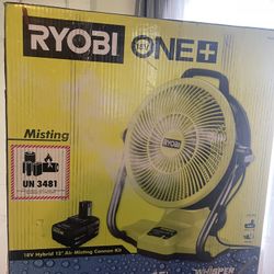RYOBI ONE+ 18V Cordless Hybrid WHISPER SERIES 12 in. Misting Air Cannon Fan (Tool Only)