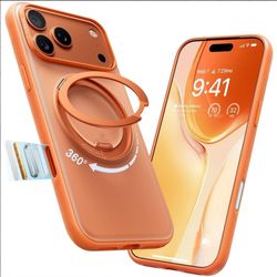 Torras Orange iPhone pro 17 Case with Ring Stand