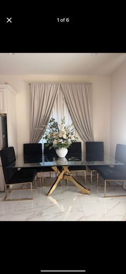 Glass Table with Gold Legs