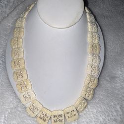 Gorgeous Vintage Handmade Bovine Bone Carved, 20"