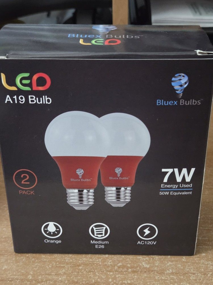 LED ORANGE HALLOWEEN/ THANKSGIVING 2 PACK LIGHT BULBS