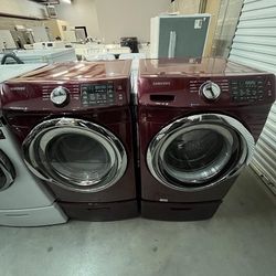 Maroon Samsung Washer and Dryer Set w/ Drawers
