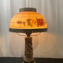 Vintage Floral Hurricane Style Lamp 