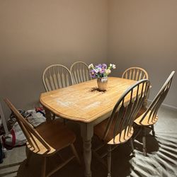 Wood Dining Table & Chairs Set