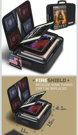 FIRESHIELD PRO 5200°F Fireproof Document Box with Lock 