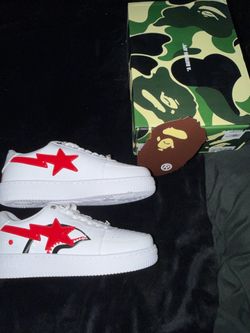 Red/white shark bapesta