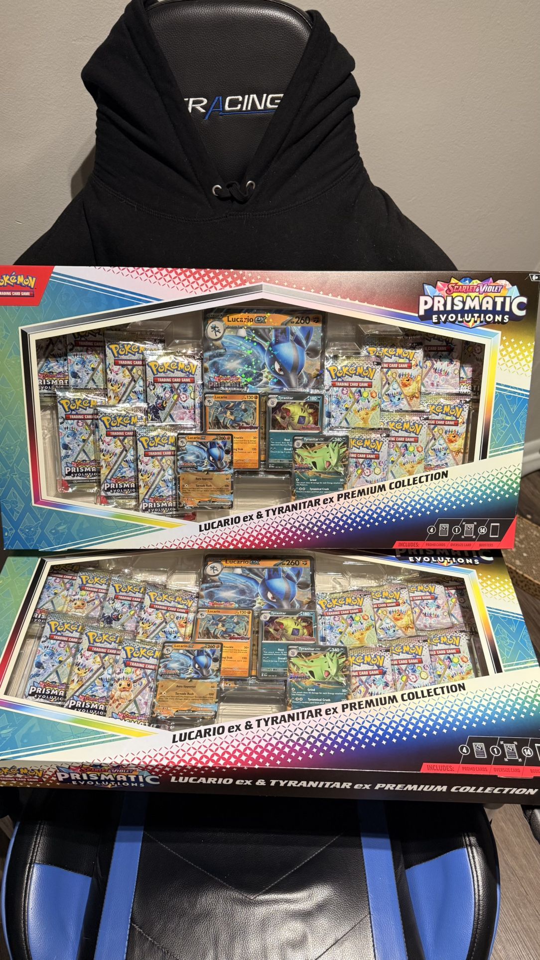 Pokemon Prismatic Evolutions Lucario EX and Tyranitar EX Premium Collection
