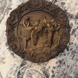 Vintage Style Wall Plaque – European Village Scene 