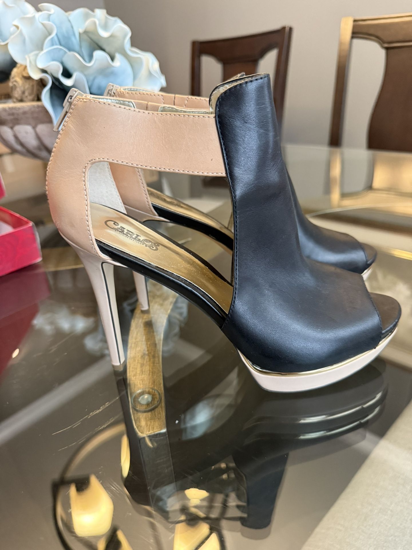 Tan And Black Platform Heels