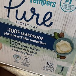 Pampers Baby Diapers - Pure Protection - Size 1, 132 Count