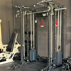 NEW SQUAT RACK SMITH MACHINE POWER CAGE WITH WEIGHTS - FREE DELIVERY 