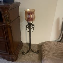 Iron And Glass Candle Stand 