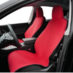 Tesla Model Y Seat Covers 2024 - Waterproof Neoprene Front Seat Protectors - Fits 2018-2023 Model 3/Y, Red 2-Pack