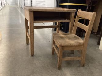 antique child's desk and chair